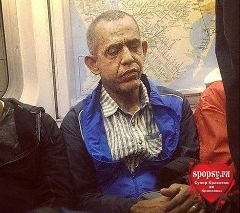Двойник Барака Обамы в Московском метро
